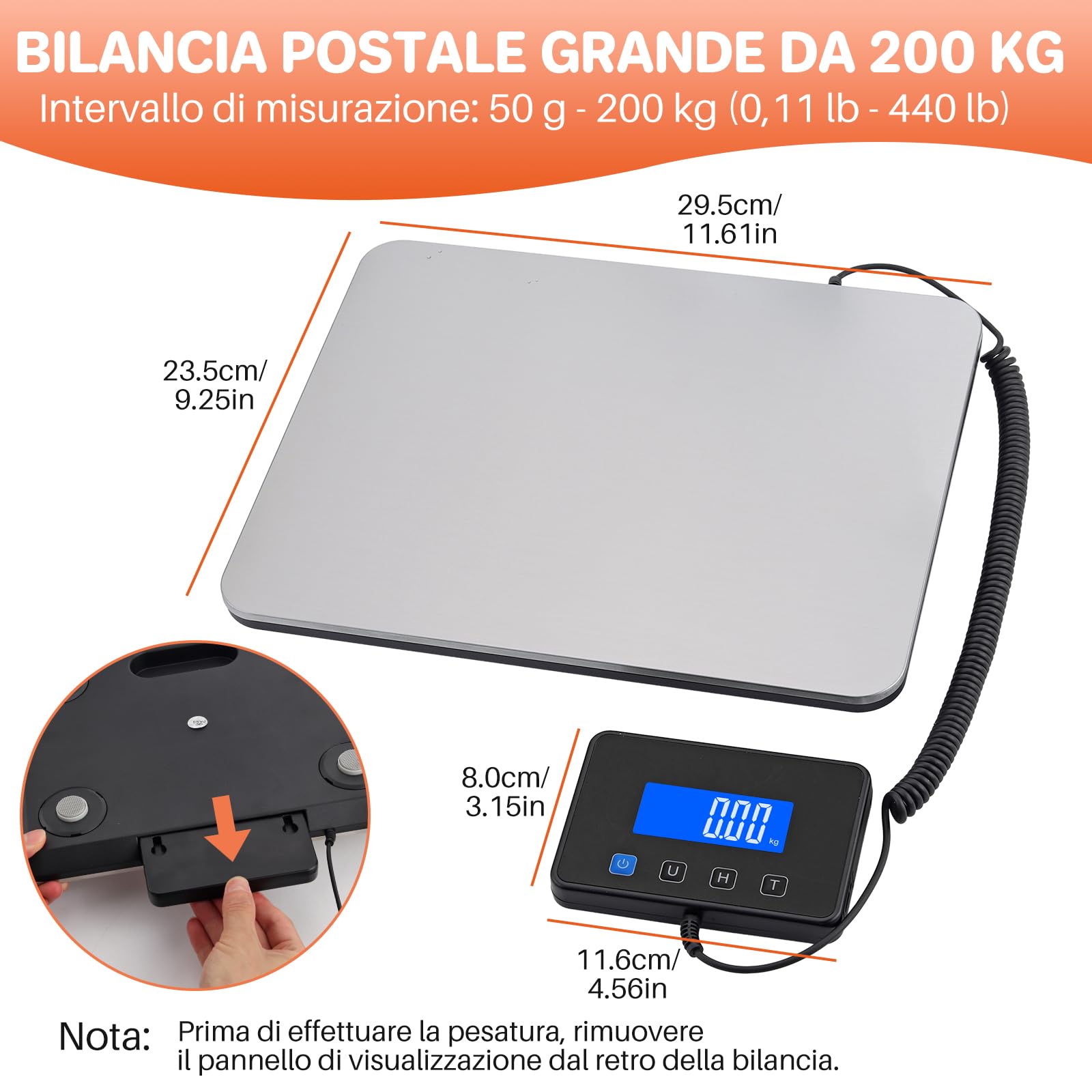 FUNYKICH Bilancia Pesa Pacchi Digitale 200 kg/440 lb,Bilancia Professionale