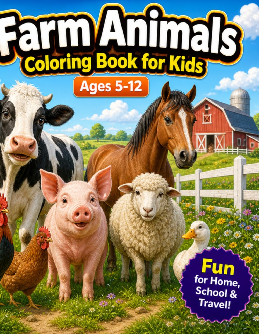 Farm Animals Coloring Book for Kids: Ages 4-12 (Young Explorers)