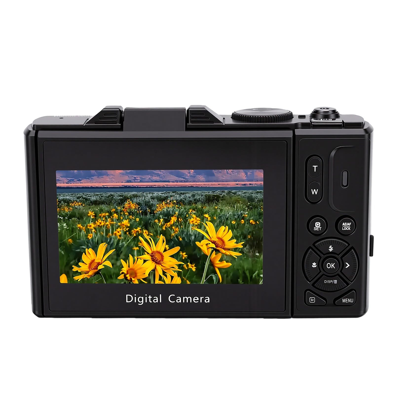 ASHATA Fotocamera Mirrorless 5K da 80 MP |Messa a Fuoco Automatica con Zoom Ottico 12x, Fotocamera Digitale retrò con Schermo Ribaltabile a 180° da 3 Pollici WiFi per i Viaggi