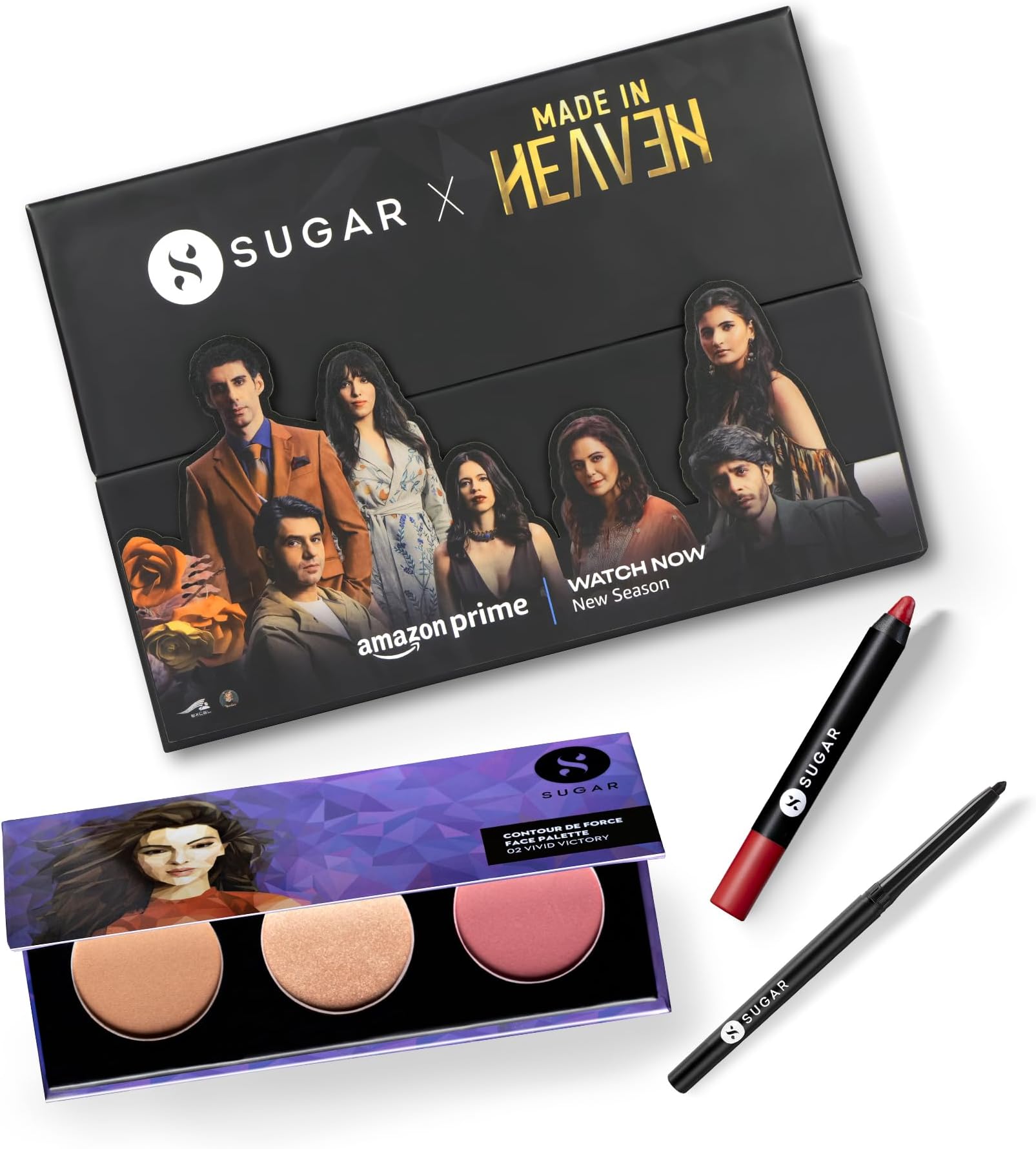 SUGAR Cosmetics Sugar X Made In Heaven Limited Edition Makeup Kit|Face Palette, Kajal, Lipstick|Makeup Kit|Premium Set|Gift Set|Start Your 30 Days Free Trial Now With The Kit, 1 Count
