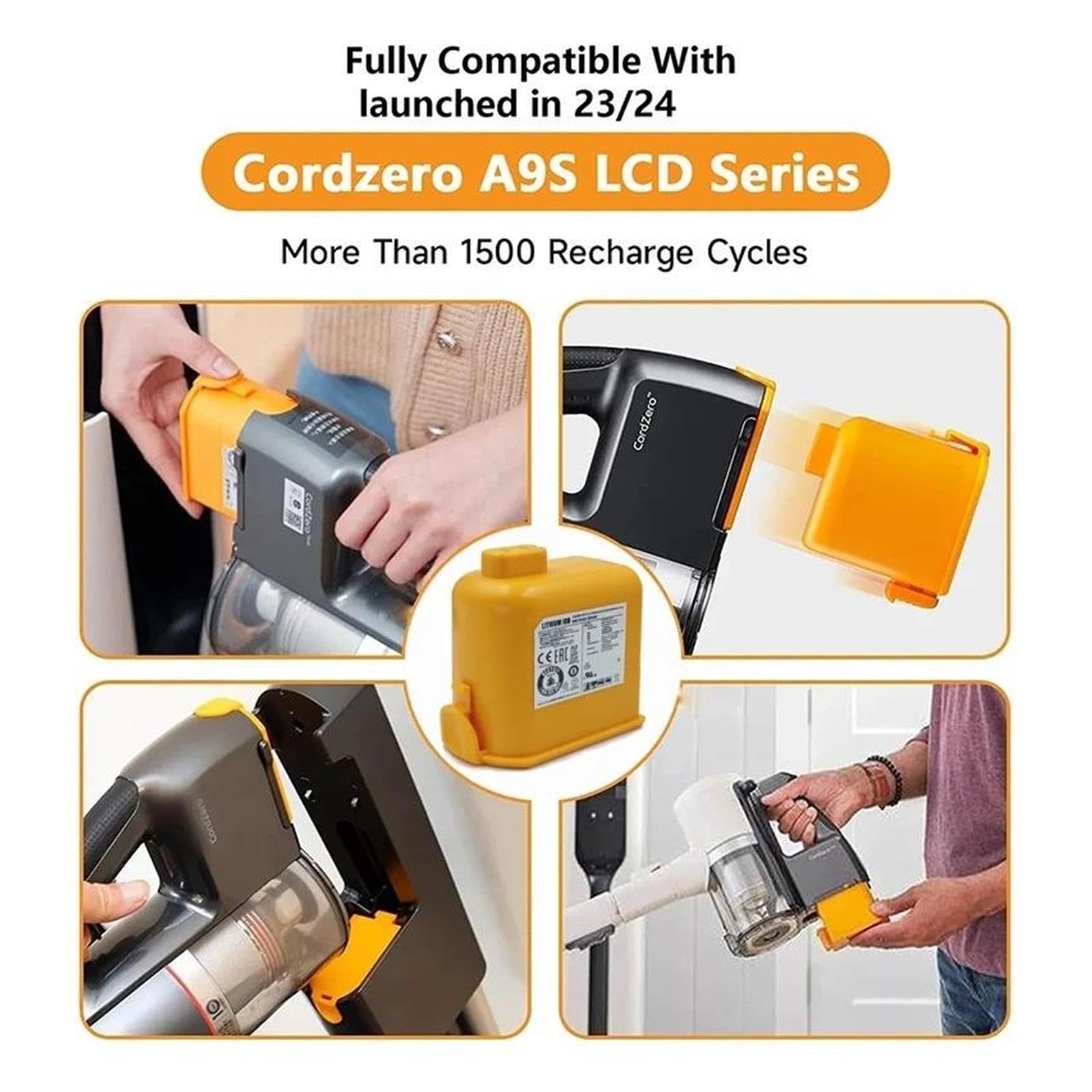 Compatibile Con LG, CordZero A9 Batteria 4000mAh 6000mAh Sostituzione Compatibile Con L'aspirapolvere A9S/P9 EAC63382204/EAC63382201.(LG A9-6000mAh 2PCS)