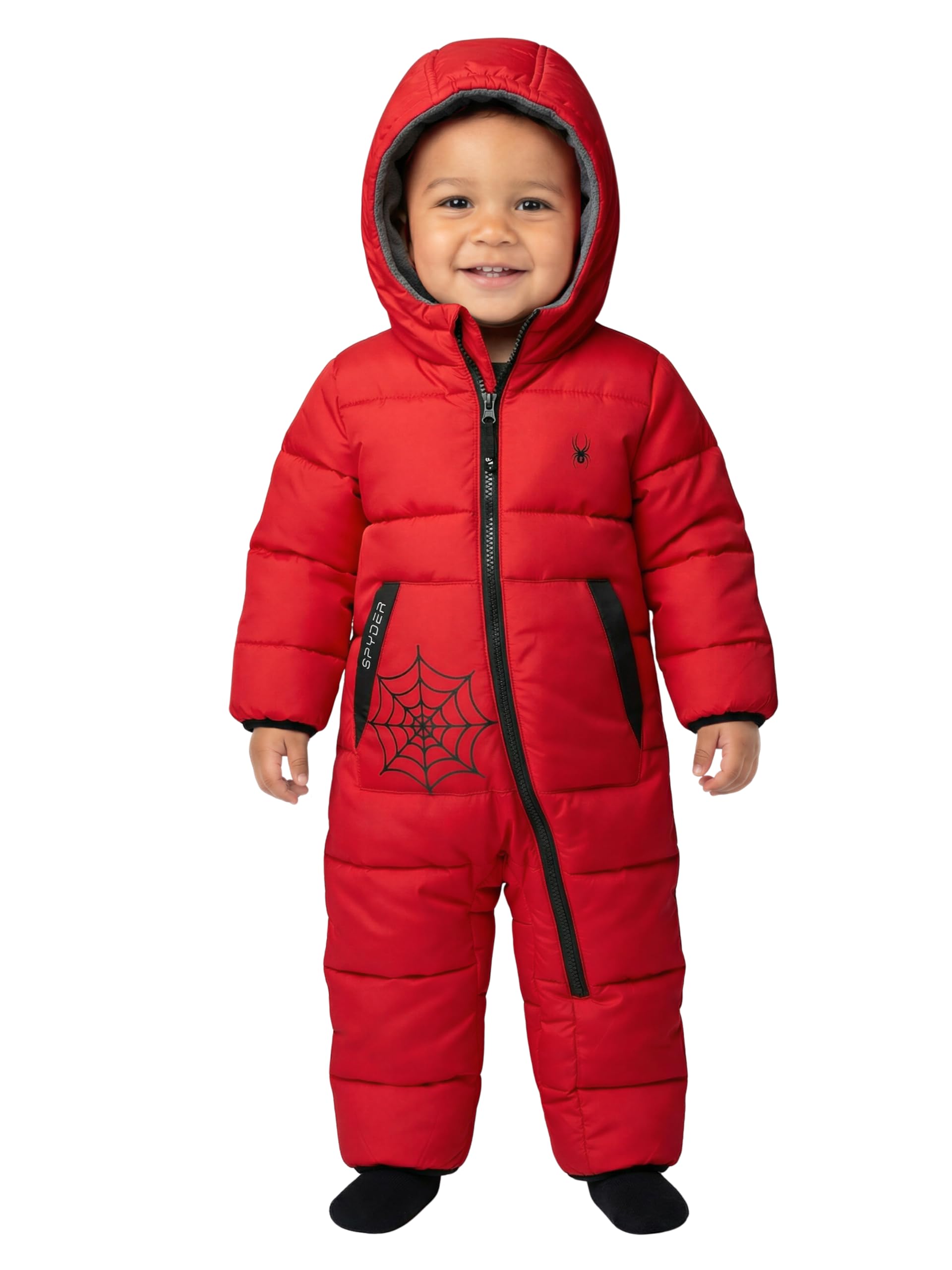 spyder baby snow suit - fleece lined zip snow pram, baby snowsuit for infants for winter for boys and girls, sizes 0-24m