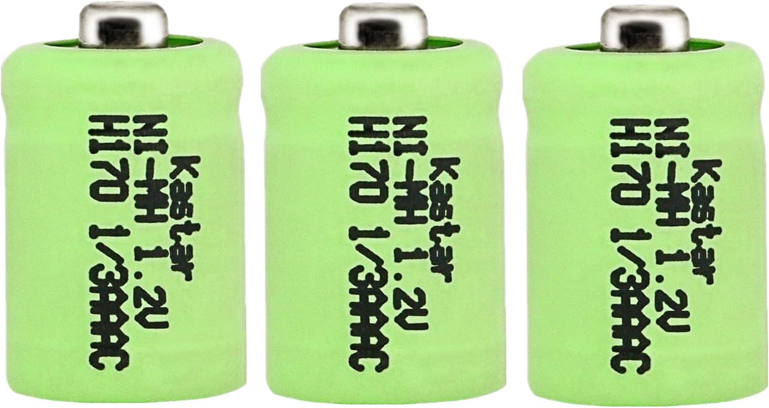 Kastar 3 Pack 1/3 AAA 170mAh Button Top NiMH Battery Replacement for Solar Lights Battery, Outdoor Solar Garden Art Light Battery, 1/3AAA-150NM-NT, GP-17AAAH, GP17AAAH, Sanyo N-50AAA, GP 1/3AAA-170NM
