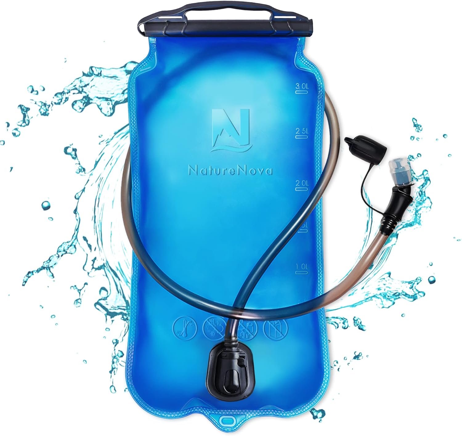 NatureNova 3 Liter 100oz PEVA BPA Free Hydration Bladder Leak Proof Wide Opening Reservoir Taste Free Water Hydration Pack with Insulated Tube for Backpacking Camping Hiking Biking Climbing : Sports & Outdoors