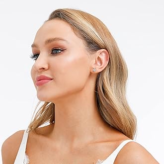 925 Sterling Silver Stud earrings Set | White Gold Plated Hypoallergenic Stud Earrings | Cubic Zirconia Stud Earrings for Women (2mm,3mm,4mm,5mm,6mm,7mm) 8 CZ colors options