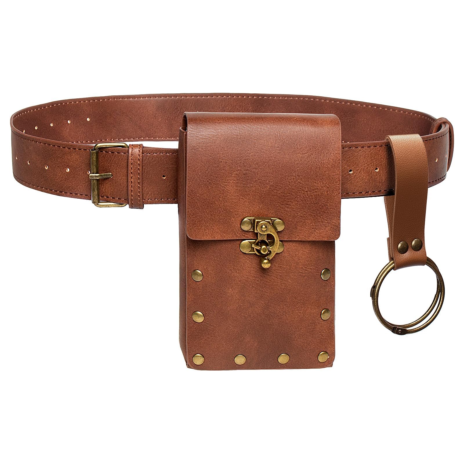 Set di Borsa da Cintura Medievale, Cintura Medievale con Retrò Marsupio, Marsupio Steampunk, Accessori Rinascimentale per Cosplay Mascherato Halloween