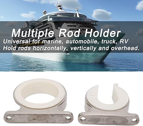 Miniatura 4 de Soporte para caña de pescar, 2 unidades, acero inoxidable, horizontal, montado en la pared, soporte para caña de pescar, almacenamiento en el techo,