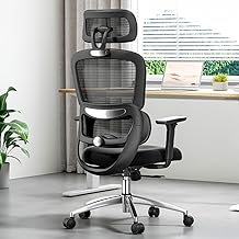 Soohow Ergonomic Home Office Chair,Ergonomic Desk Chair with Back Support,3D Armrest and Adjustable Headrest,High Back Mesh Office Chair for Heavy People,Black