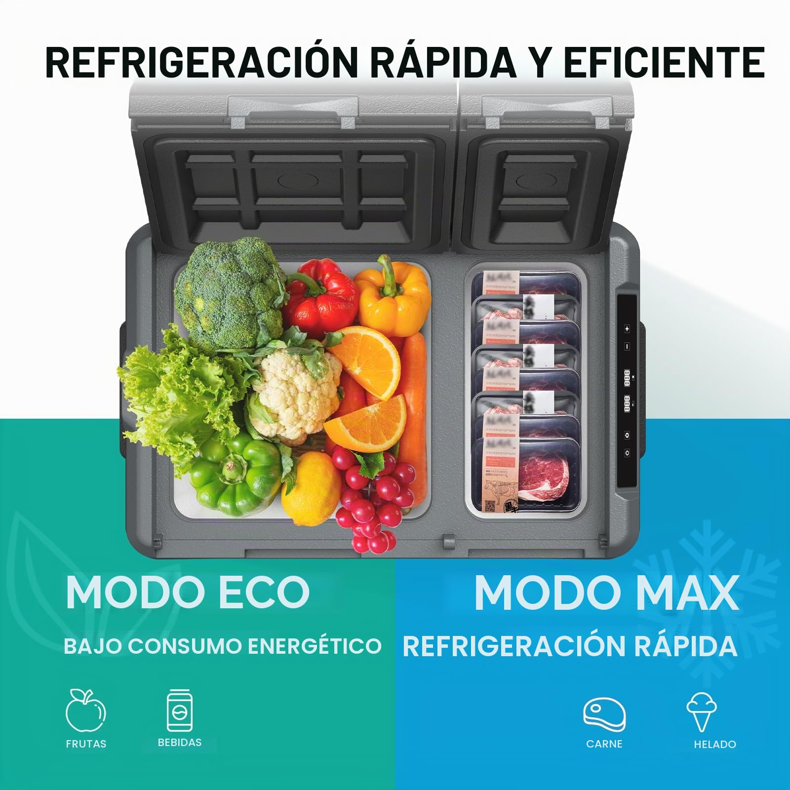 Alpicool KLS38 Nevera para Auto 31L con APP, Frigorífico Portátil Eléctrico de Doble Zona 12/24V DC 100~240 V AC, Nevera Portátil para Camiones, Viaje, Picnic, -20℃-20 ℃, con Compartimento para Hielo
