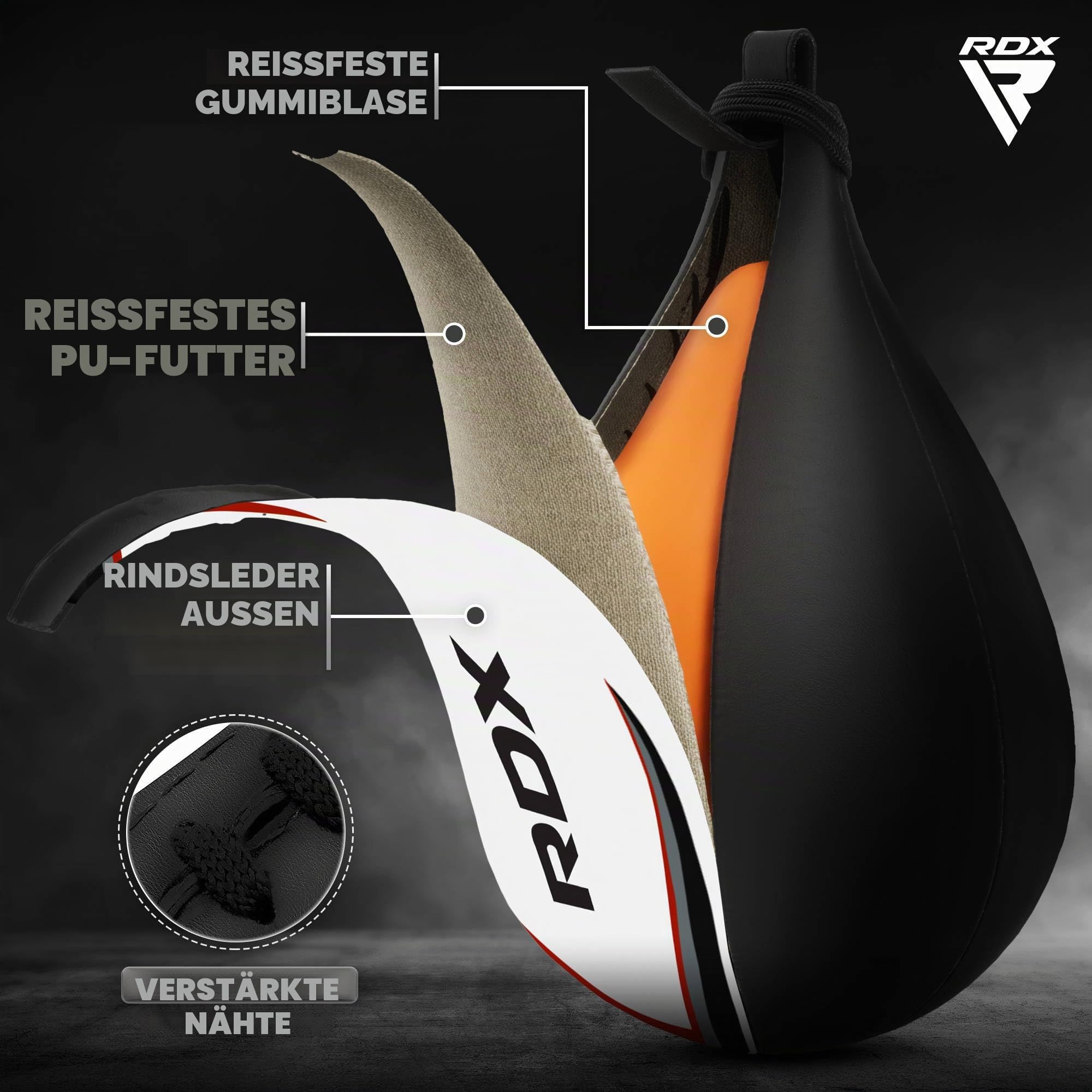 RDX Boxbirne Erwachsene Leder Set, Speedball Hängend Mit Halterung, Profi Punchingball Boxing Speed Bag, Geschwindigkeit Ball Boxen Training Trainingsgeräte