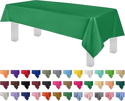 Paquete de 6 manteles de plástico desechables de calidad prémium para fiestas 54 x 108 pulgadas color verde Grandipity - Mantel rectangular para mesa disponible en Yaxa Colombia