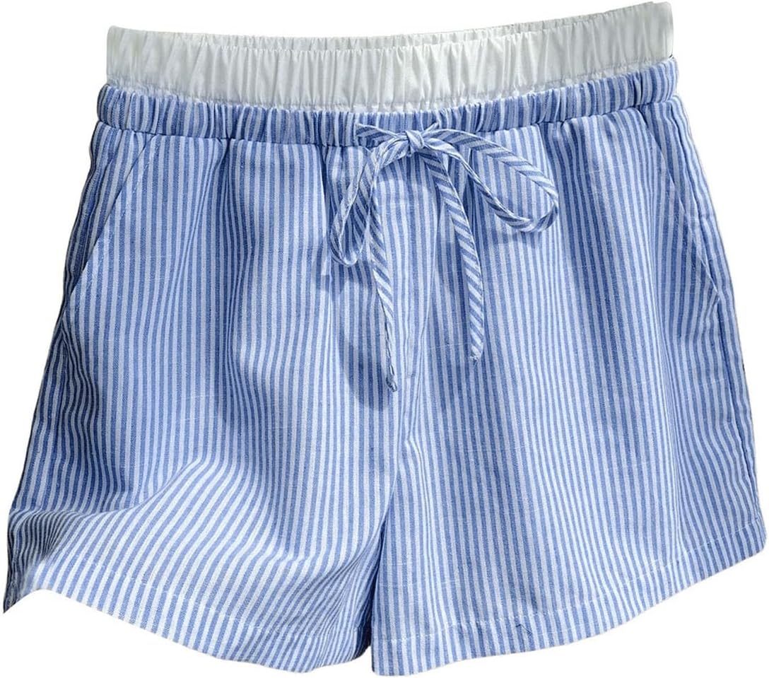 Girl's Striped Mini Shorts Bowknot Elastic Waist Wide Leg Summer Shorts with Pocket - Image 5