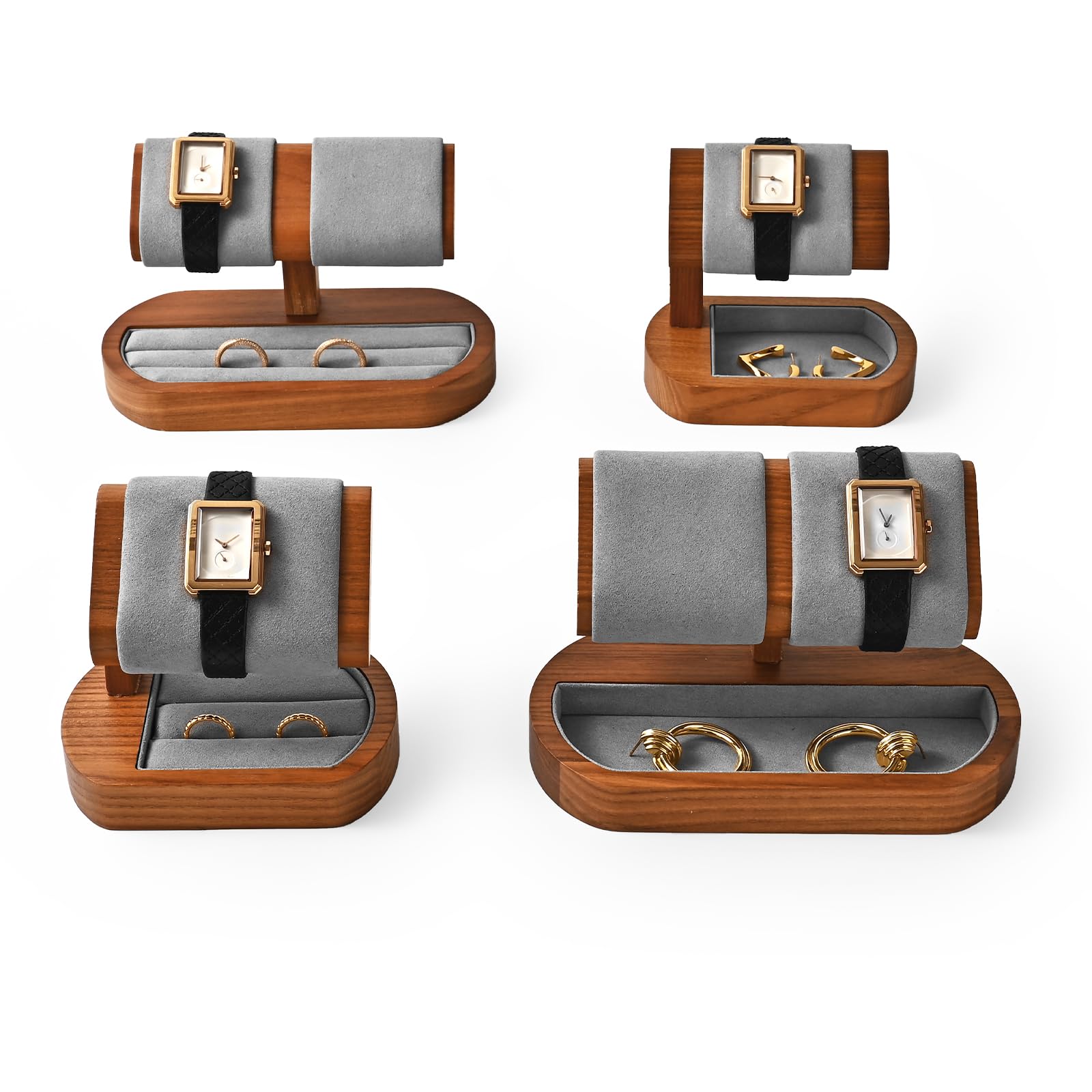 Oirlv Multifunzionale Supporto Per Orologio In Legno Massello, Semplice, A Doppio Strato, Porta-Orologi,Conservazione Degli Orologi(04)