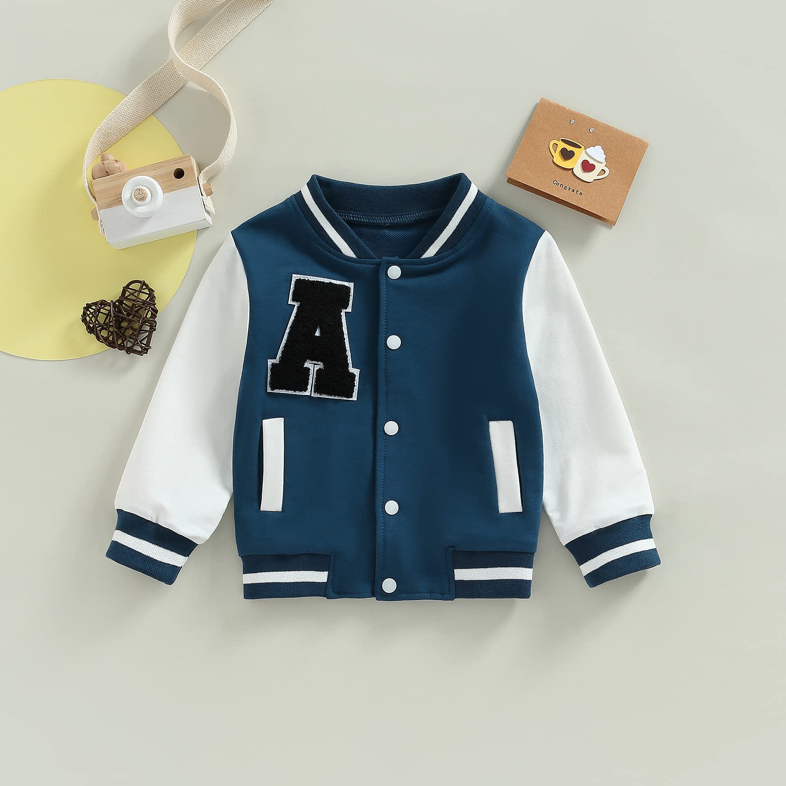 Veste de baseball à manches longues pour tout-petits garçons, manteaux décontractés pour petits garçons, vestes d'automne et d'hiver avec poche