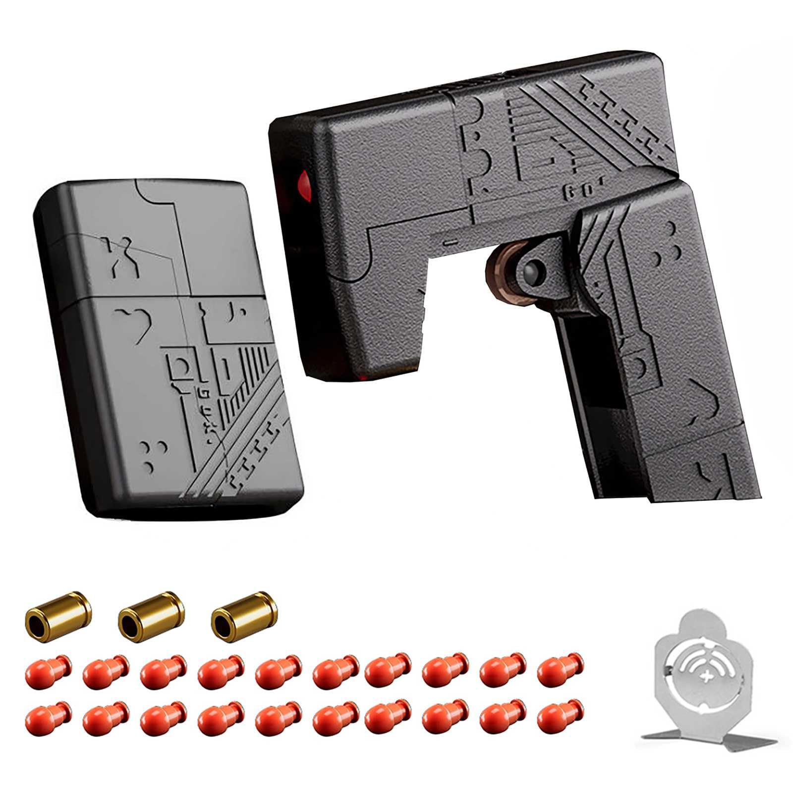 HNSYPX Alliage Jouet Anti Stress Pistolets à Balles Souples Multifonction, CréAtif Anti Stress Jouet Balle Molle +20 Mini EDC A La Mode, Jouets Anti-Stress DéCompression (B
