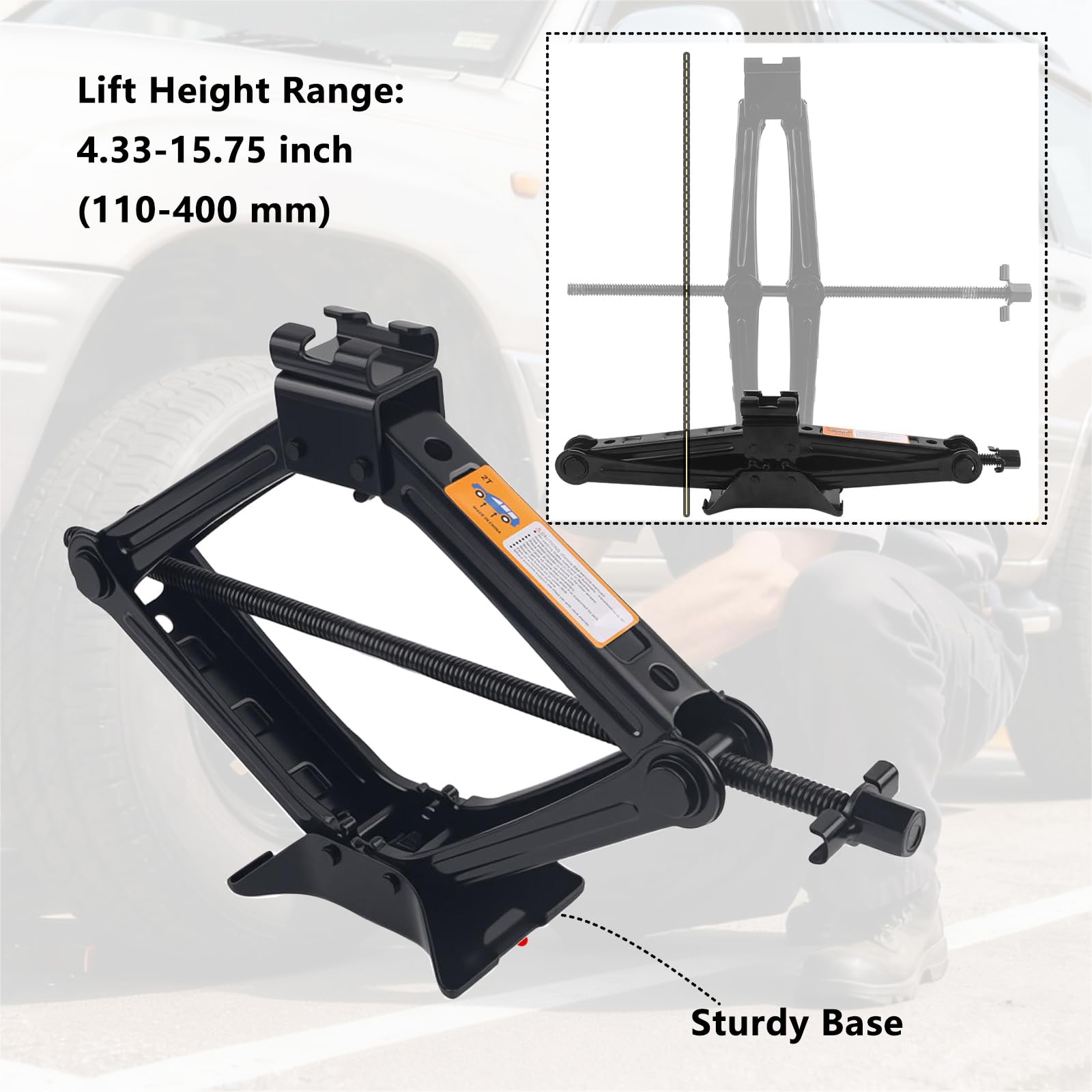 Hniuyun 2 Ton Scissor Jack Kit - Heavy-Duty Car Lift with Ratchet Handle & Electric Drill Compatible for Sedans, SUVs, MPVs - Reinforced Steel Plate Construction — view 5
