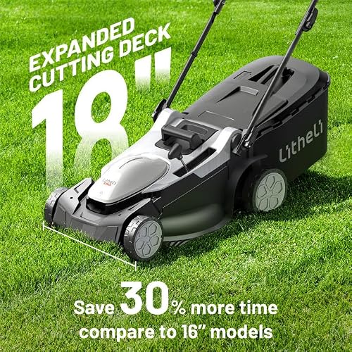 Litheli 18-inch 40V Brushless Lawn Mower for Garden Yards, Lightweight Cordless Lawn Mower Battery Powered with 6-Position Height Adjustment, 2x4.0Ah Battery Include - Thumbnail 2