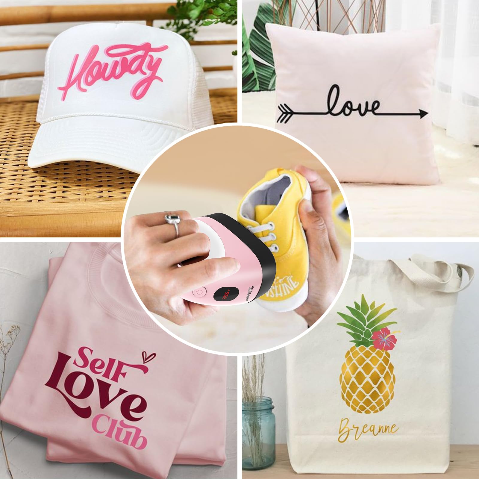 Mini máquina de prensa de calor, mini prensa de hierro de transferencia de calor, 3 ajustes de calor y temperatura visible, prensa de calor portátil fácil para manualidades, camisetas, sombreros