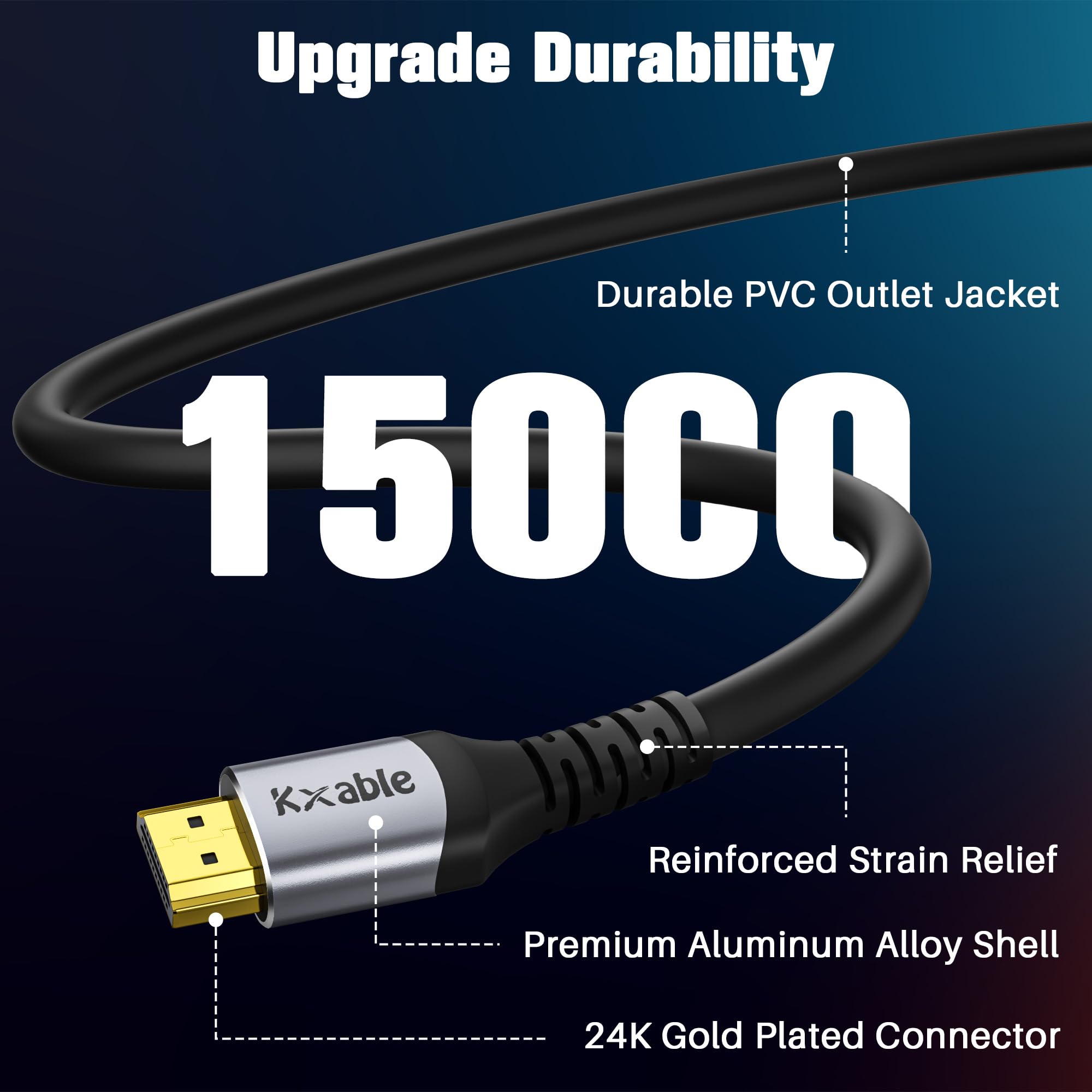 Cable HDMI largo 8K de 35 pies, HDMI 2.1 48 Gbps, adaptador de cable de ultra alta velocidad, OFC, 8K a 60Hz, 4K a 120Hz, cable para juegos eARC 3D RTX 3090, compatible con laptop/monitor/proyector