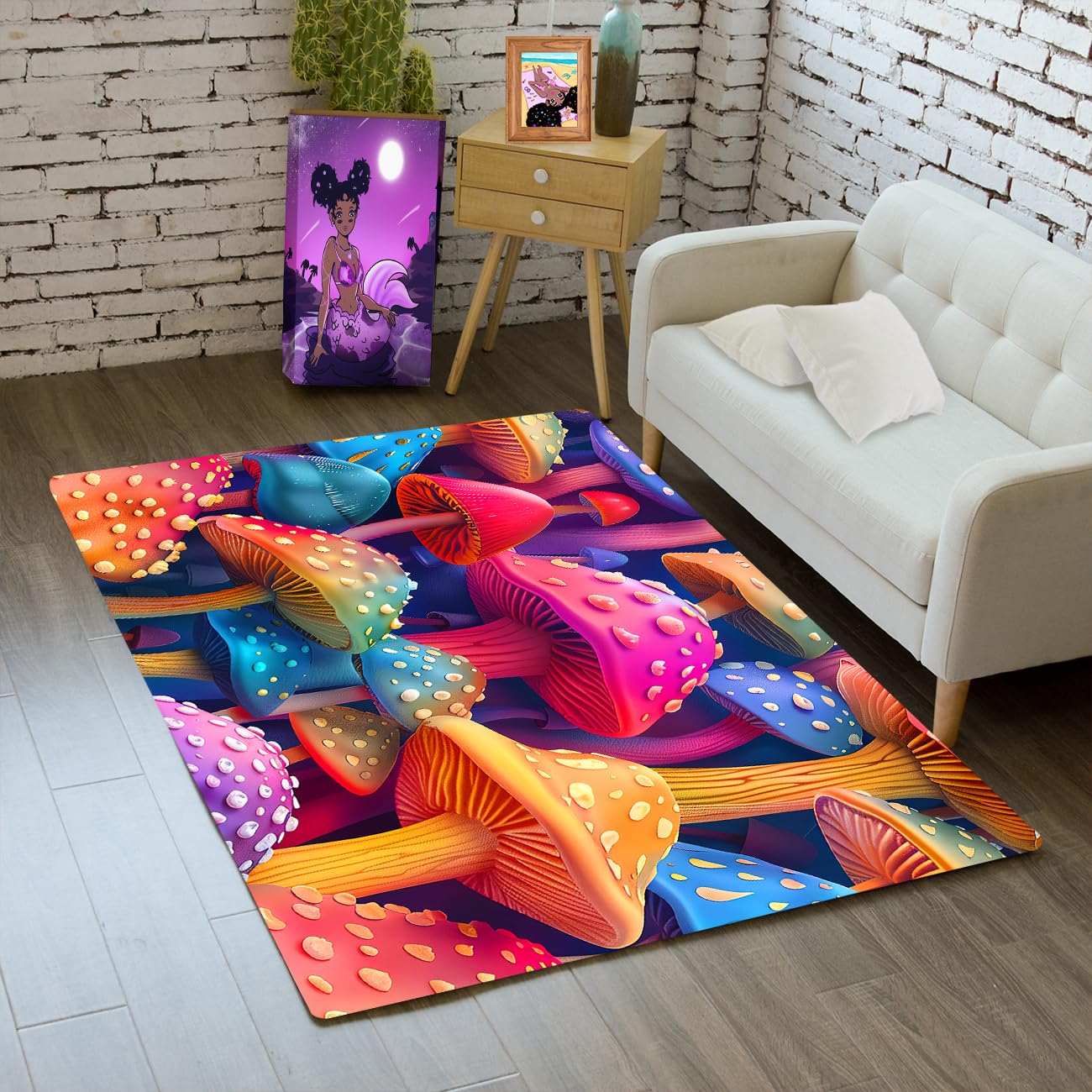 Mushroom Rug - Colorful Mushroom Rugs for Bedroom Living Room Floor Mat Welcome Mat Home Decor Entryway Carpet, 2x3 Feet
