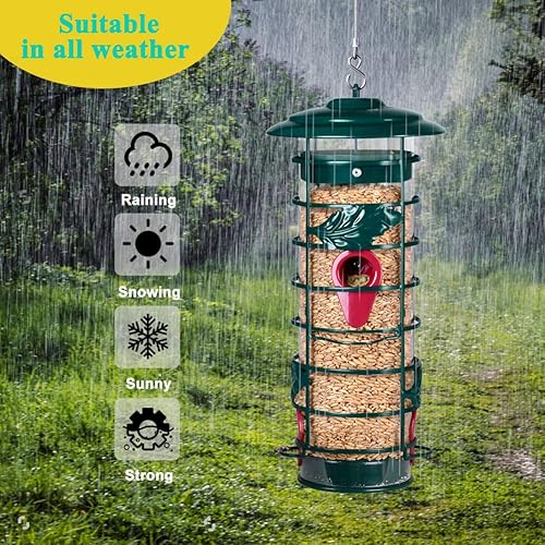 Miniatura 3 de Comedero para pájaros para colgar al aire libre, comedero para pájaros a prueba de ardillas, tubo de metal para pájaros, resistente a la intemperie