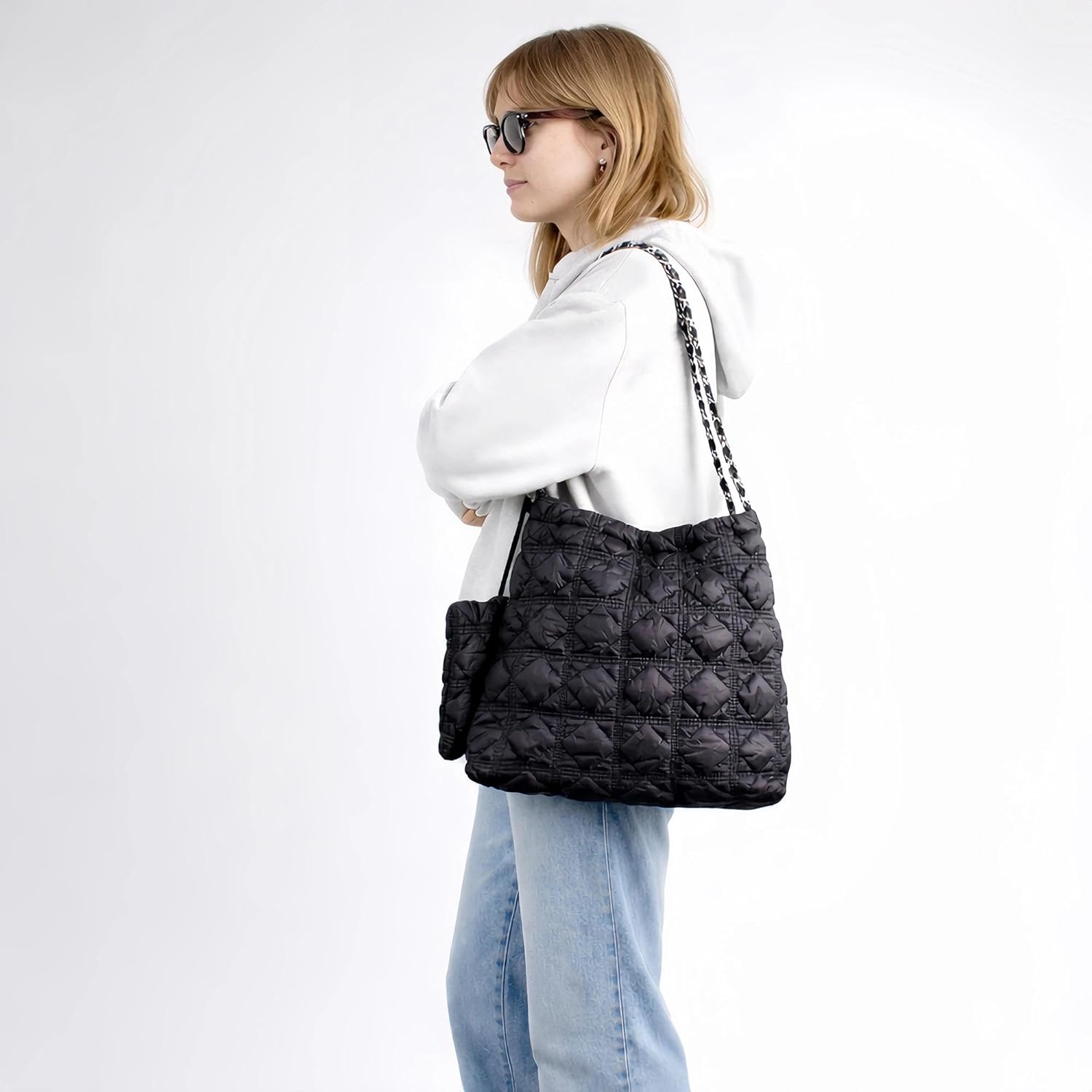 Eiyye Tote Bag for Women with Pouch Lightweight Shoulder Bag Soft Cloud Quilted Handbag for Daily Use Travel & Work