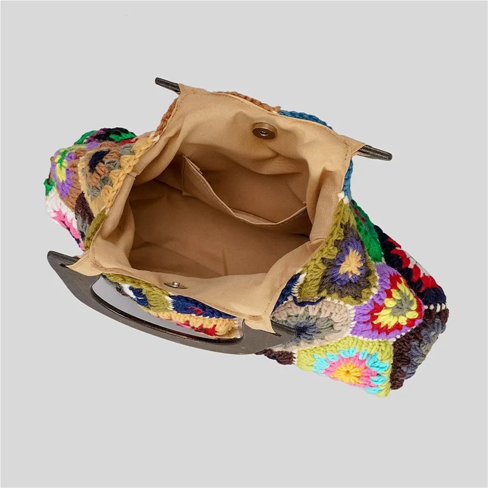 Bolso De Ganchillo Bolsos de hombro coloridos, tejidos a crochet, con flores clásicas y cuadradas de moda hechos a mano