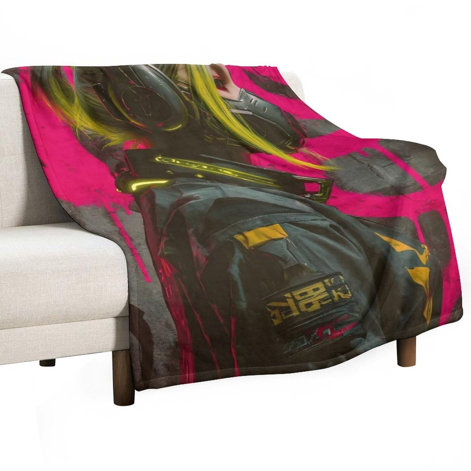 Yhgsreuoh White-Style Neon Shadow (1) Flannel Blankets Fleece Soft Throw Lightweight Plush Gifts For Couch, Bed, Cozy Sofa Plush, Chair, Lovers 138X175cm(55X70in)