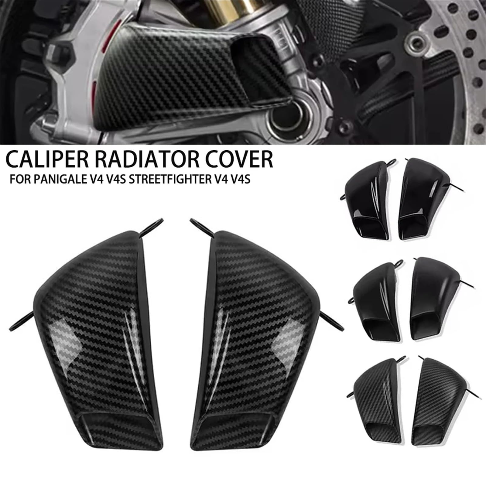Refrigeración de Pinza de Freno Cubierta Protectora del radiador para la Pinza de Freno de Aire y refrigeración, Compatible con Ducati Panigale V4 V4S/R Streetfighter V4 V4S(Glossy Black)