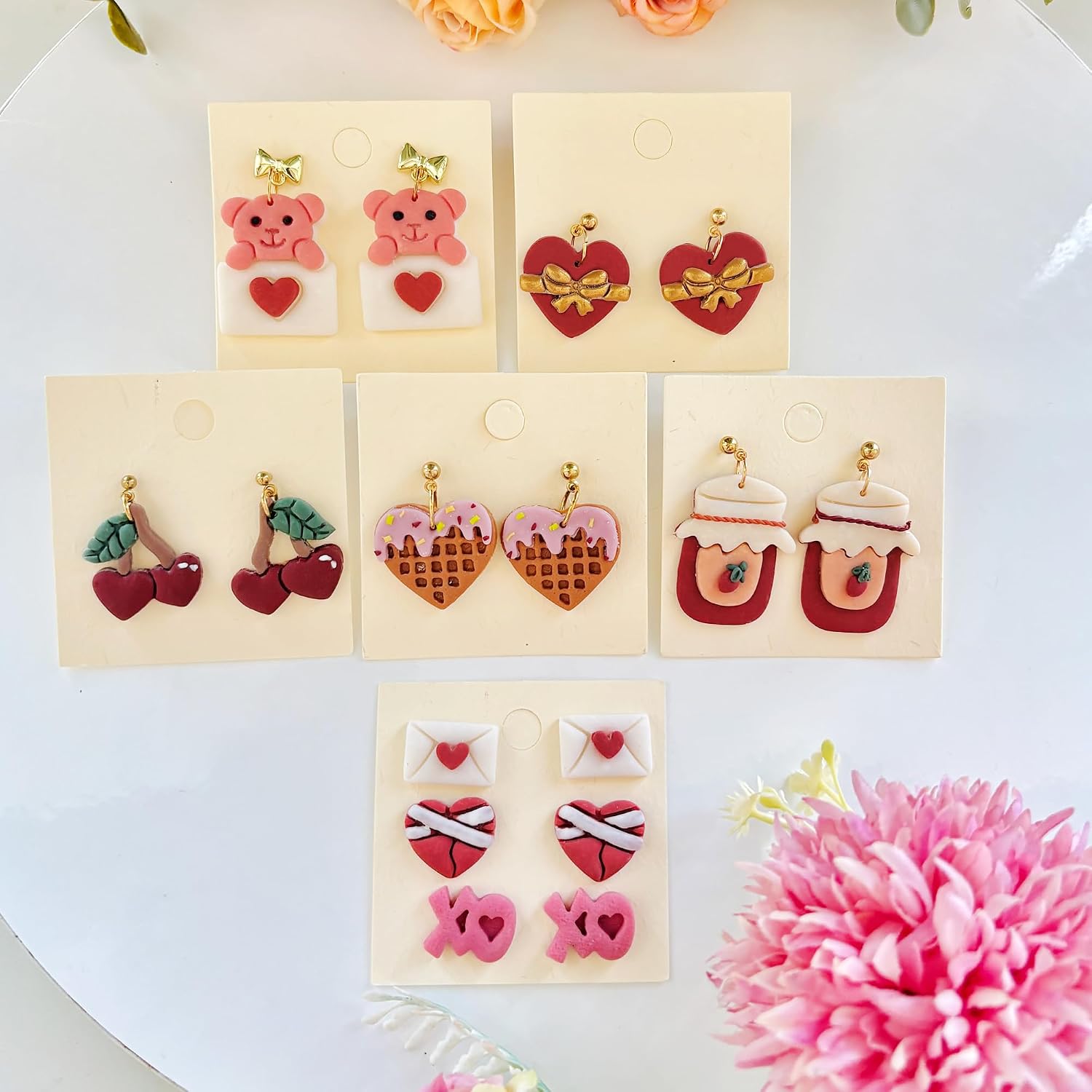 15pcs Valentine's Day Polymer Clay Cutter Sets, Spring Clay Cutters for Clay Jewelry, Heart Shape Polymer Clay Kit for Jewelry Earrings Making