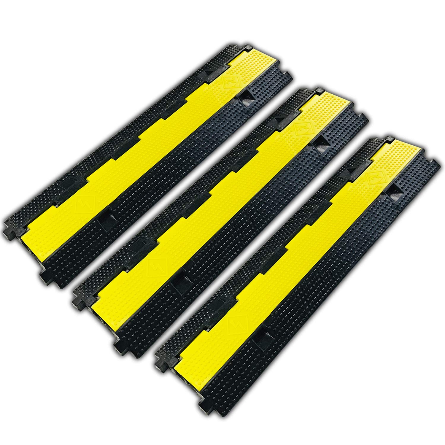 FCOME - Protector de cable de goma para exteriores, color negro y amarillo
