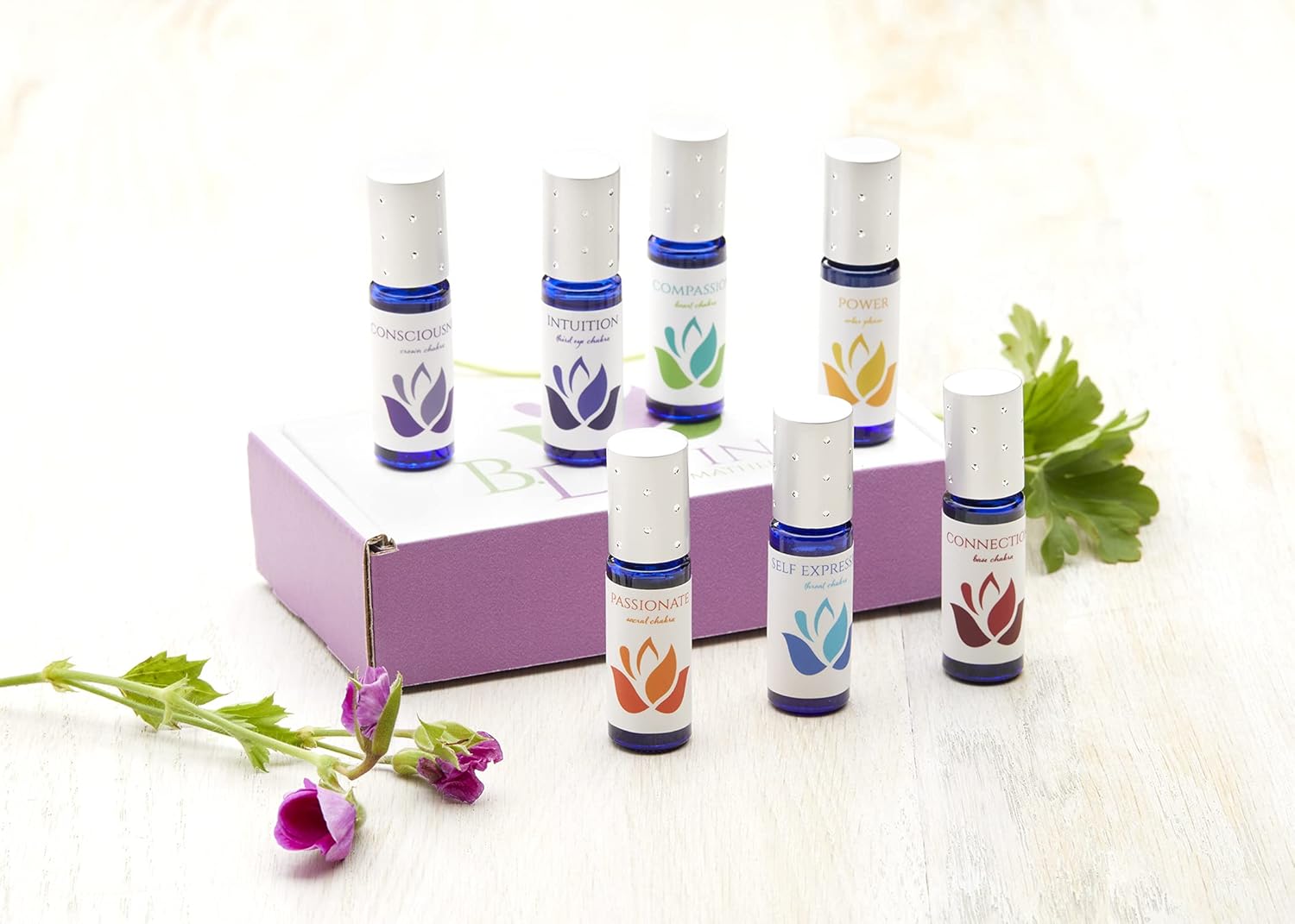 Yoga and Meditation Aromatherapy 7 Chakra Essential Oil Blends - 100% Organic, Pure, Natural, Pre-diluted, 5ml Each