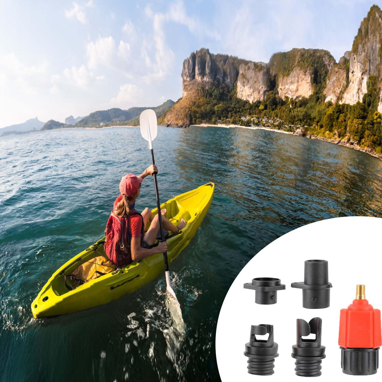 Adaptateur de Pompe Sup Gonflable, Adaptateur de Valve Sup avec 9 Buses, Adaptateur de Pompe air pour Planches pagaie, canoës, Bateaux gonflables, Kayaks, Lits gonflables, etc.
