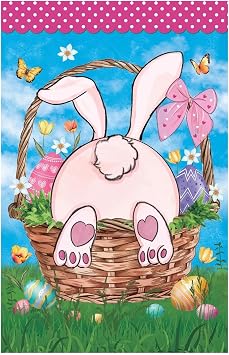 Evergreen Flag Happy Easter Garden Flags 12x18 double sided, Small Garden Flags For Outside, Welcome Easter Spring Decoration for Home Yards Gardens Porch Basket Bunny