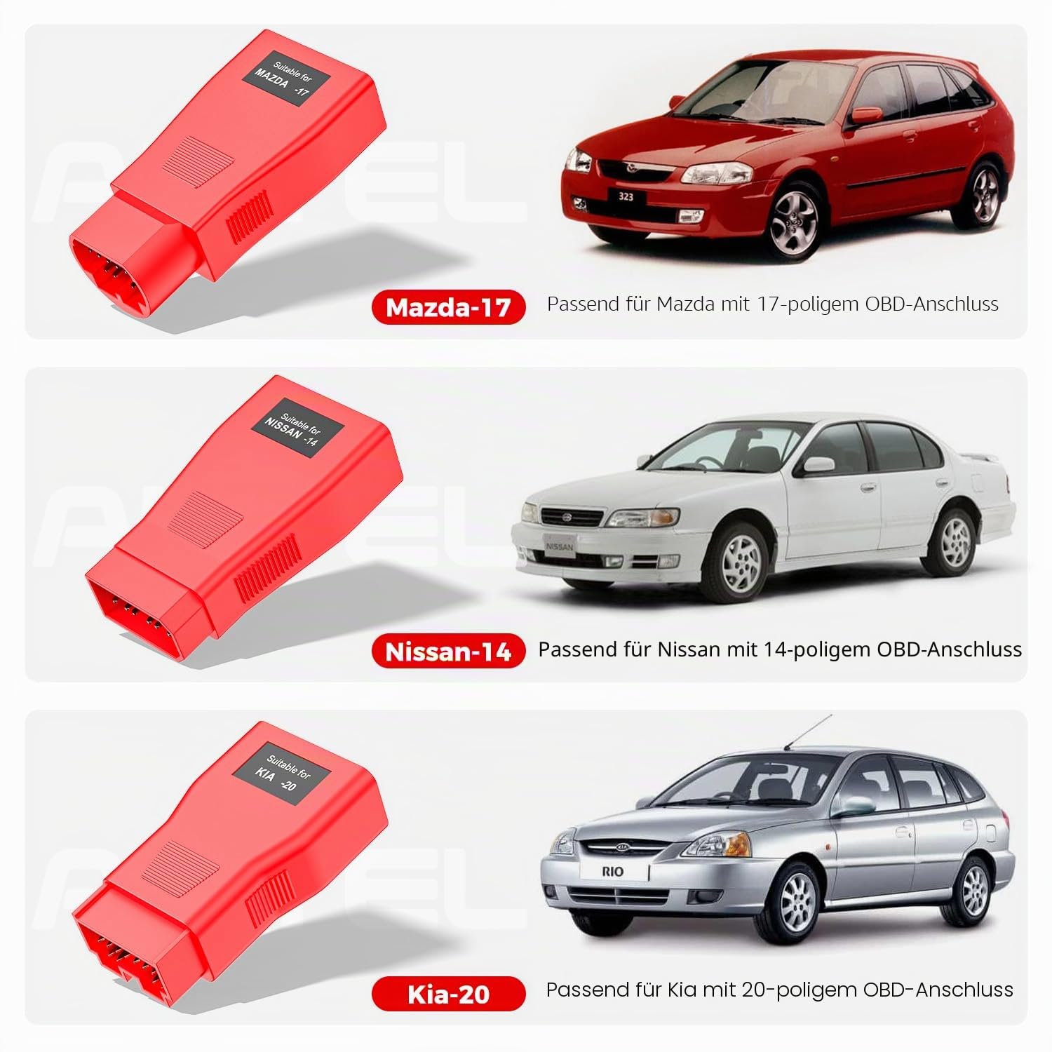 Autel MaxiSys MSOBD2KIT Nicht-OBDII Adapter Set, 9 teilige Anschlüsse für Fahrzeuge Ohne OBD2 Anschluss, OE-Konforme, Kompatibel Allen Autel MK808S MK900 MK808BT MK900 MX808S MS906 Pro Ultra Lite