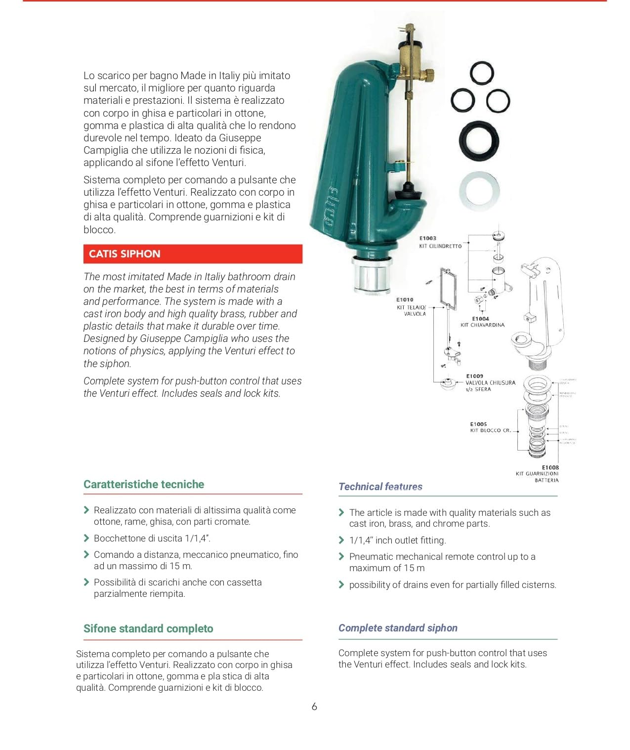 Ricambio Cassetta WC Universale Catis Silenzioso in Ceramica Batteria Scarico Galleggiante