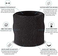 Vista 2 de Suddora Muñequeras absorbentes y transpirables de algodón grueso para entrenamiento, gimnasia, baloncesto, tenis y fútbol, muñequeras multiusos