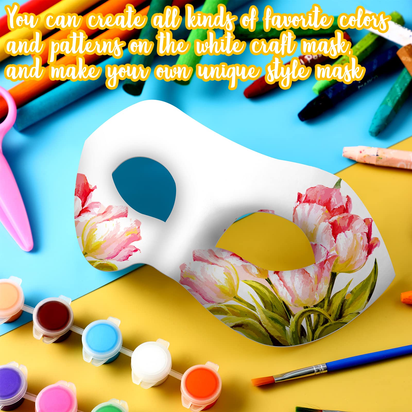 Leyndo 100 Pieces White art Masks Half Face Masquerade Masks DIY Party Mardi Gras Mask Blank Plain Masks for Funny Party Halloween Art Project Performances