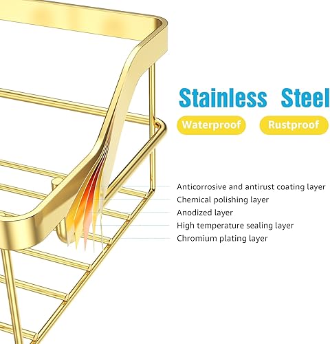 Miniatura 4 de Paquete de 5 organizadores de ducha, organizador de ducha adhesivo para almacenamiento de baño, estantes de ducha de acero inoxidable a prueba de