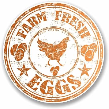 Farm Fresh Eggs Chicken Vinyl Sticker Decal Laptop Car Bumper Sticker Travel Luggage Car Sign Fun 5"
