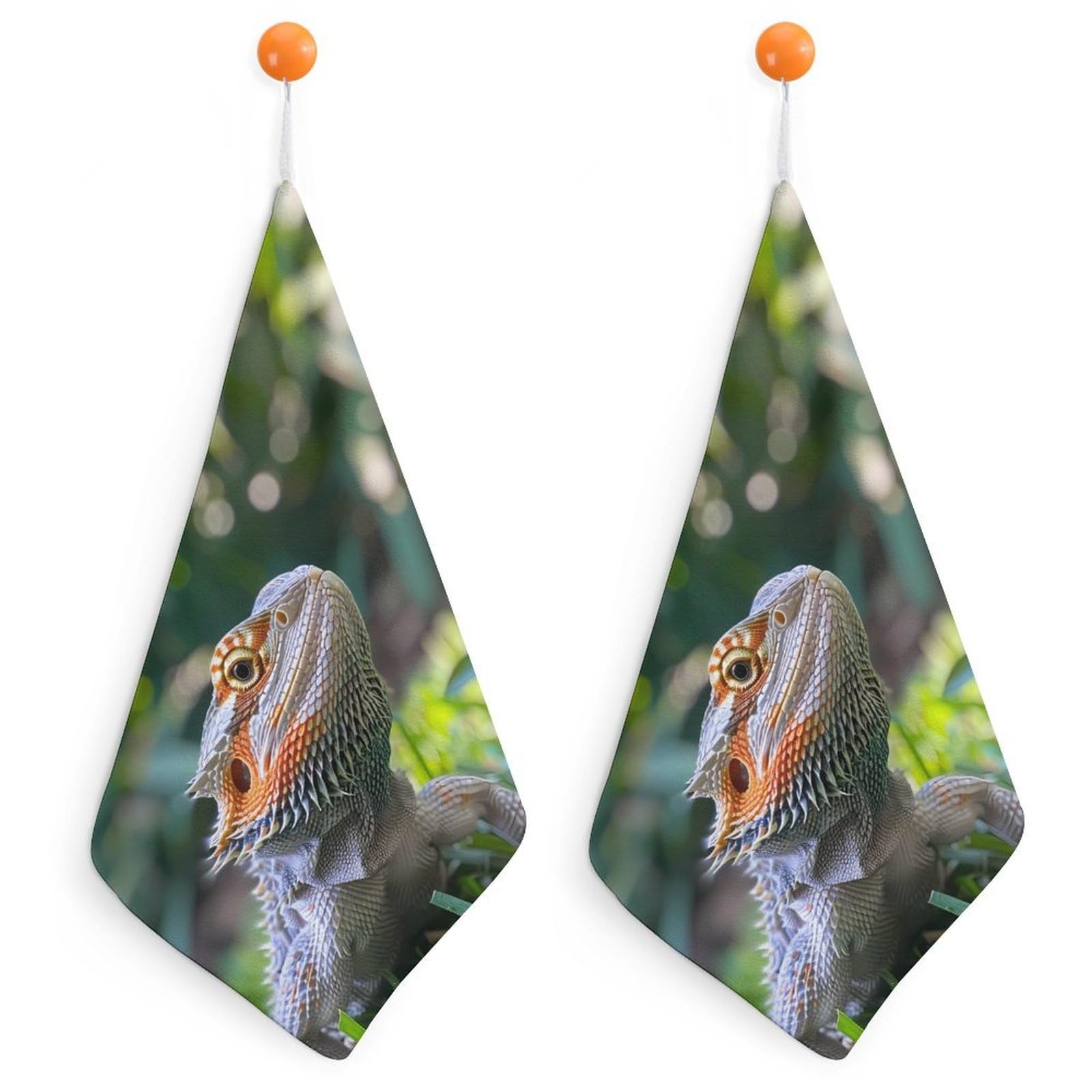 TXFBTRFSA Bearded Dragon Lizard Animal Hand Towels with Hanging Loop Kitchen Towel Handkerchiefs Cleaning Cloths