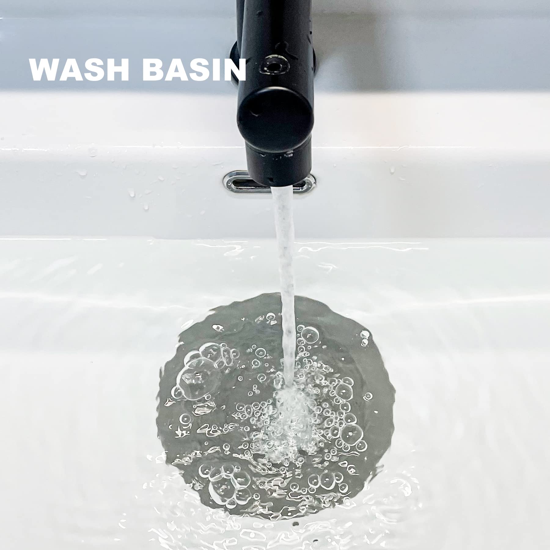 4-Pack Silicone Bathtub Stoppers – 6 Inch Universal Drain Plugs, Hair Catcher, Flat Suction Cover (2 Black + 2 Grey)