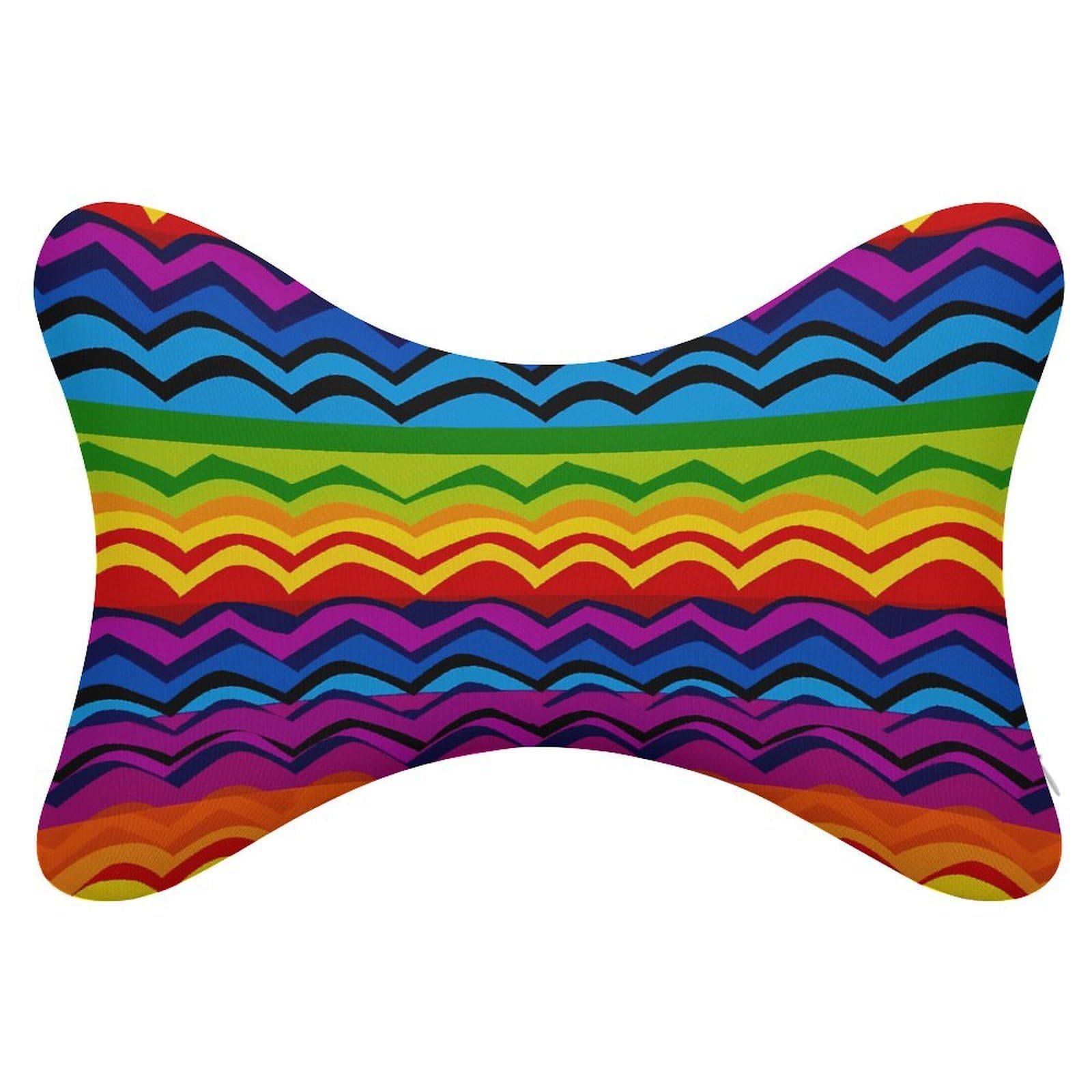 FekiLoot Gay Pride Rainbow Pattern1 Car Headrest Set of 2,Softness Memory Foam Car Neck Pillow with Breathable Removable Cover Car Neck Support Pillow Ergonomic for Driving, Office