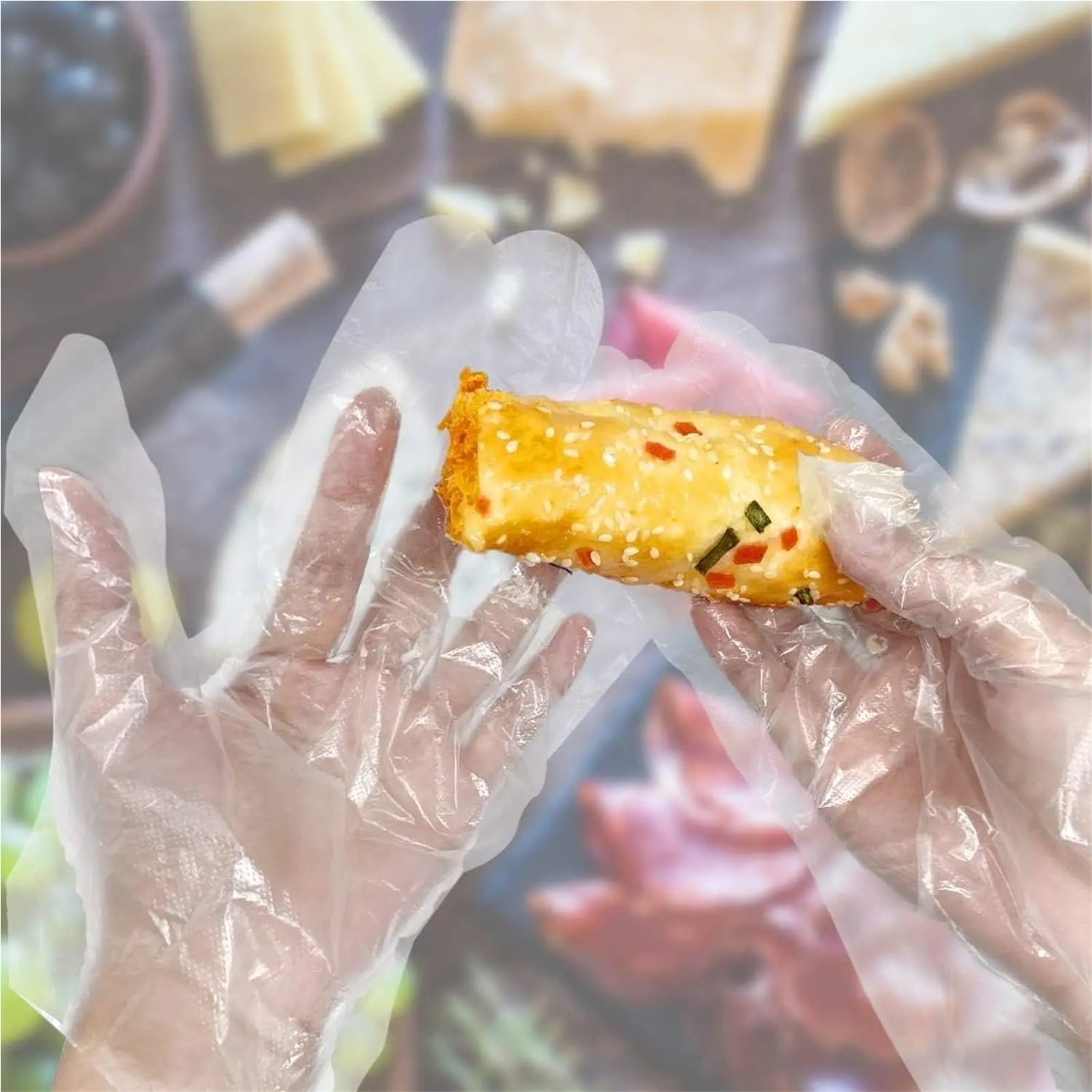 Guanti di plastica usa e getta 400/800/1000 pezzi mano trasparente per pulizia utensili da cucina (1000 pezzi)