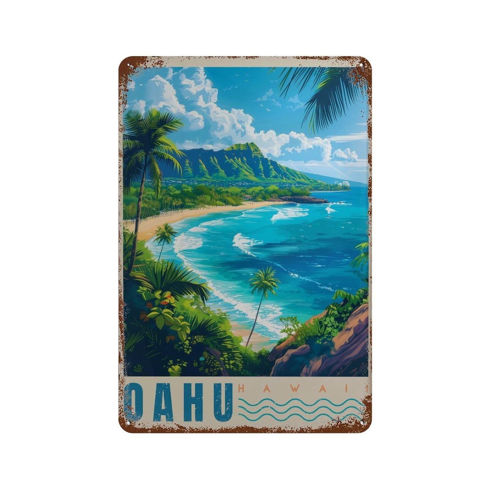 xiaoxiaoshen Tropical Oahu Wall Decor Art Metal Tin Poster Modern Home Decor Art Home Bar Shop Decorations Vintage Sign 30x20cm