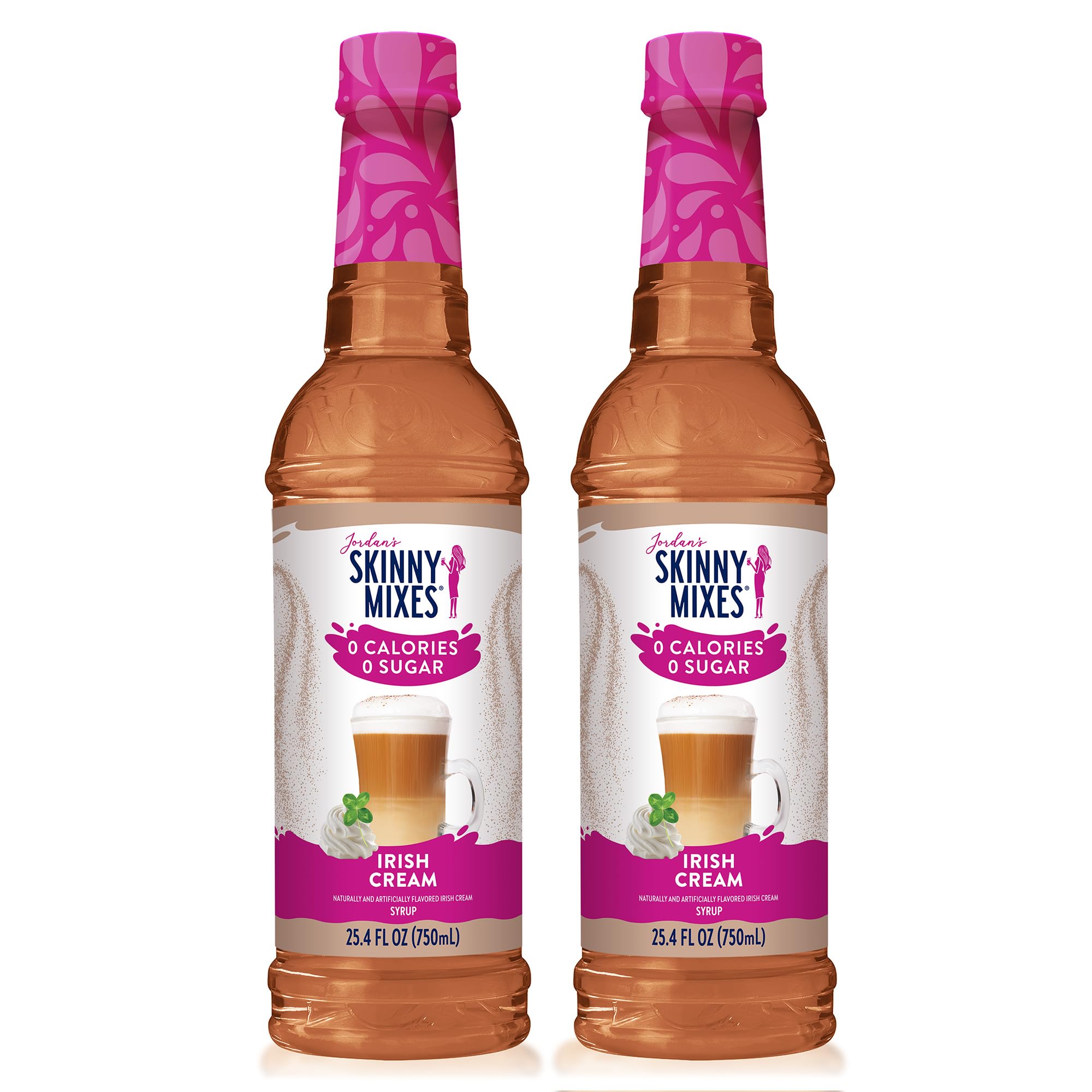 Jordan's Skinny Syrups Sugar Free Coffee Syrup, Irish Cream Flavor Drink Mix, Zero Calorie Flavoring for Lattes, Protein Shake, Food & More, Gluten Free, Keto Friendly, 25.4 Fl Oz, 2 Pack