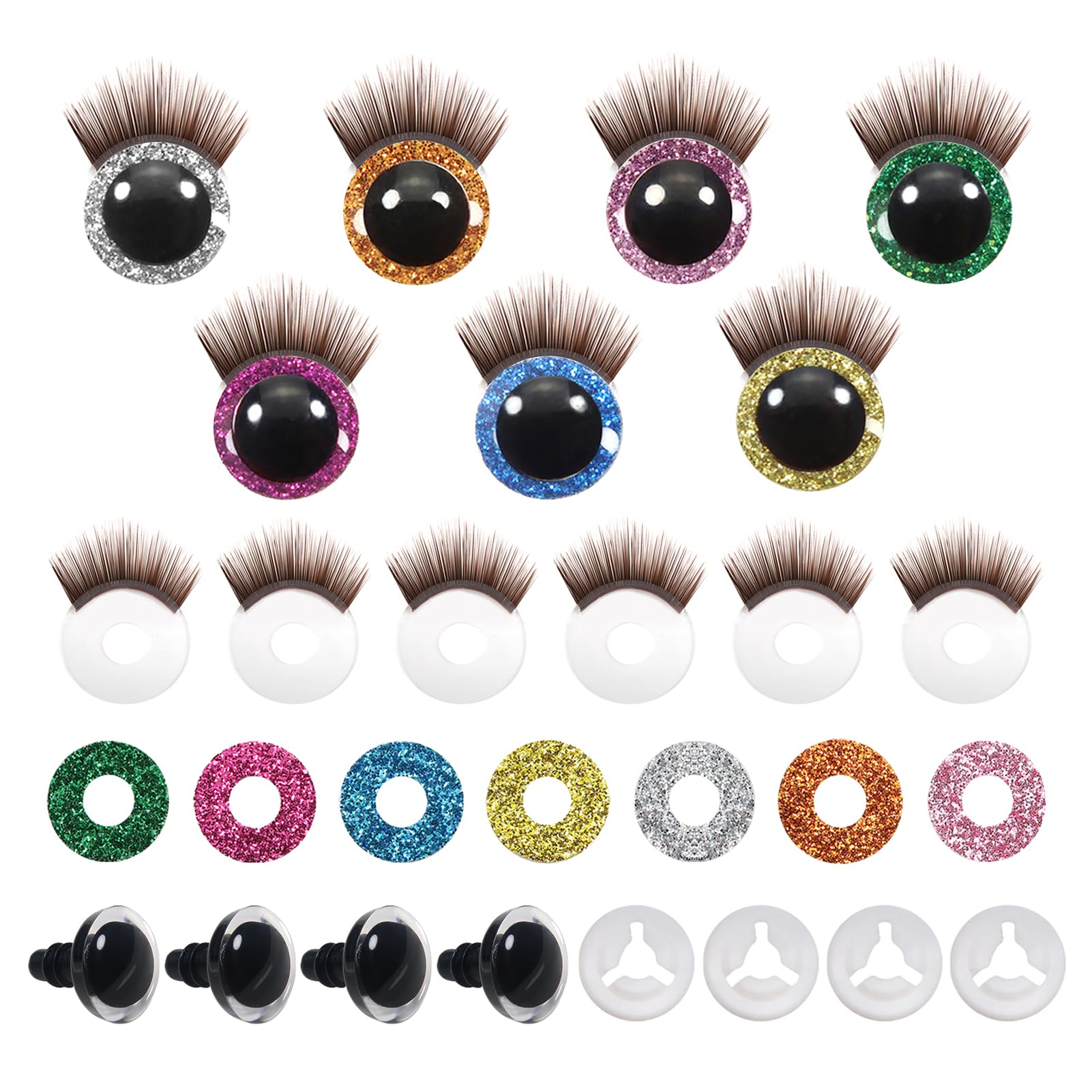 PATIKIL 14-30mm Flash Safety Eyes, 34 Set Poppen Ogen met