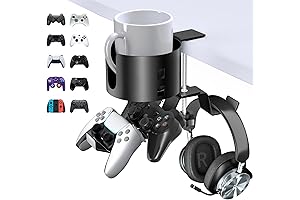 4-in-1 Ultimate Desk Organizer: Cup, Headphone, & Controller Holder