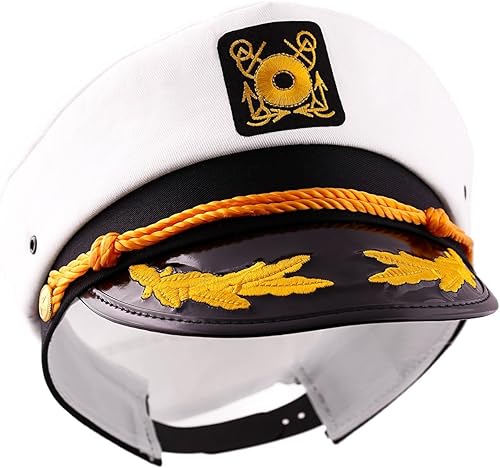 Miniatura 2 de Wall2Wall Captains Yacht Sailors Hat Snapback Gorra de mar ajustable accesorio de disfraz azul marino 1 unidad