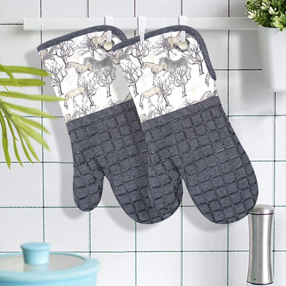 Silicone Printing Oven Mitts Heat Resistant to 500 Degree,Yarm-Dyed Oven Gloves with Animal Design Non-Slip for Kitchen Cooking Barbecue Baking and Machine Washable. (Gray Oven Mitts) - Image 7